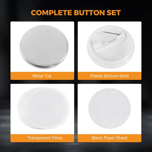 BEAMNOVA 200 Sets of Button Supplies 25mm / 0.98 in (Approx. 1 inch) Badge Blanks Parts for Round Button Maker Machine Pin Maker, Every Set Includ...