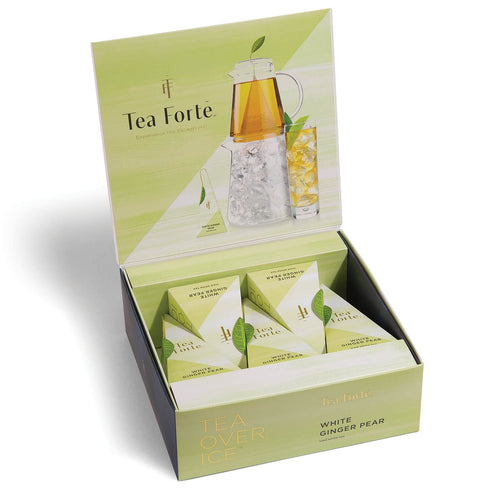 Tea Forte Tea Over Ice White Ginger Pear Premium Organic Caffeinated White Iced Tea Blend, 5 Count Individually Wrapped Handcrafted Pyramid Infuse...
