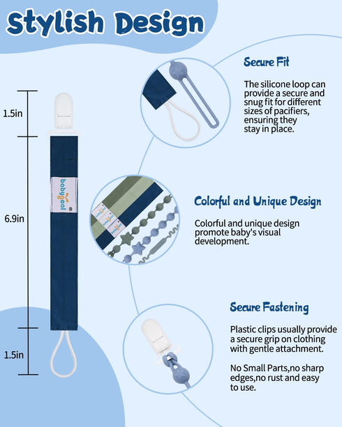 babygoal Pacifier Clip Set of 6, Silicone Pacifier Clips and Toy Strap fits All Pacifiers, Binkies and Toys- Ideal Baby Boy and Girl Gift-Neutral ...