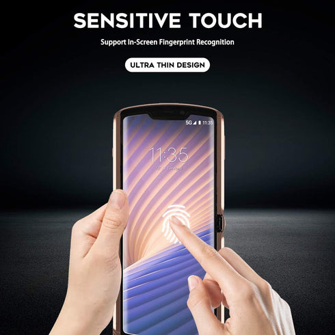 Orzero (2SET 8PCS) Compatible for Motorola Razr 5G 2020 Soft TPU Screen Protector and Back Protector (Not Glass), High Definition Anti-Scratch Bub...