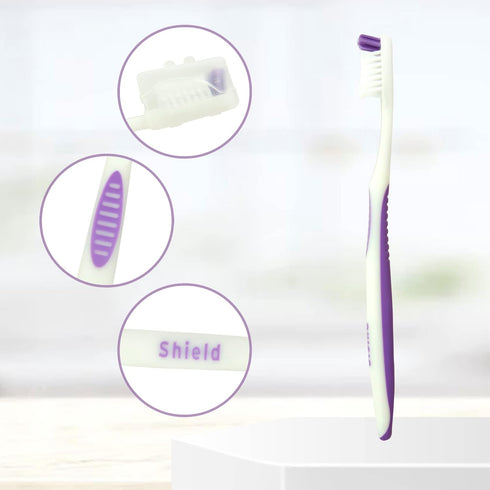 Falcon Toothbrush with Curved Filaments, Deep Reach (Family Care - Soft Bristles), 4 Colors - 12 Count (Pack of 1)...