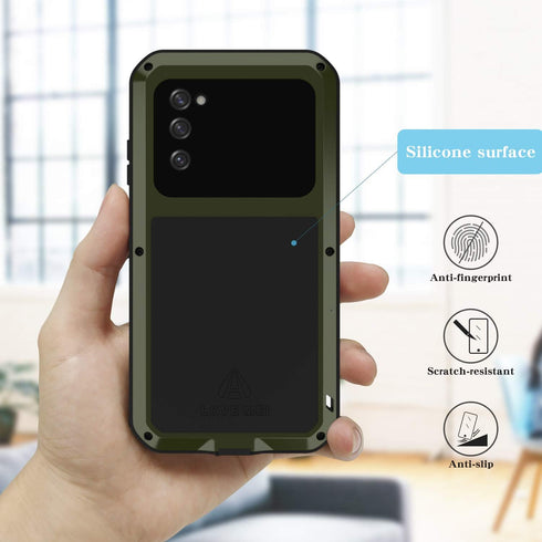 LOVE MEI Rugged Military Case for Galaxy S20 FE 5G - Heavy Duty, Shockproof, Dustproof, Scratch Proof, Metal & Silicone with Tempered Glass Protec...
