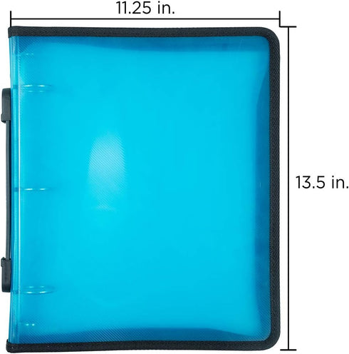 JAM PAPER Plastic Zipper 1 inch Binder - Blue 3 Ring Binder - Sold Individually...
