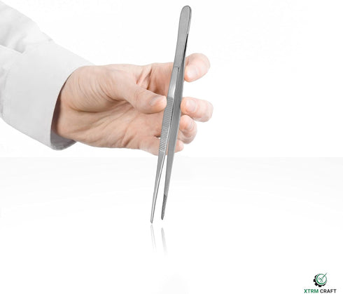 Thumb Dressing Forceps, Mulipurpose Tweezer Stainless Steel, Serrated Tip Straight 10 Inch...