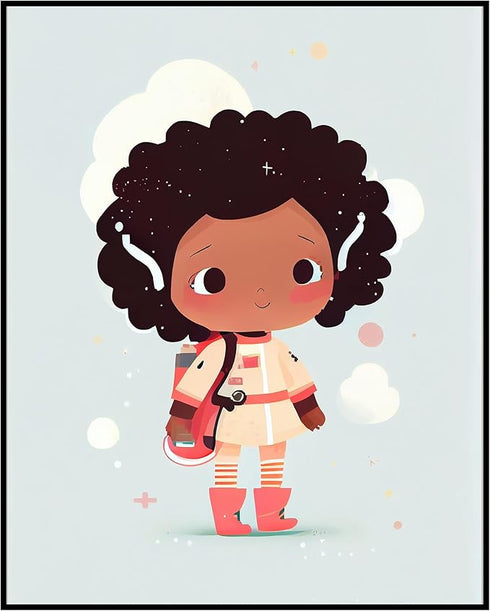 Posterizer 1 pcs-scinetist little girl in the snow-Kids Room Art-Abstract & Modern Art-Gift for Daughter, Son, Kids-decor for nursery toddlers kid...