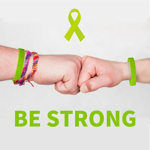Lime Green Ribbon 50 Pcs Silicone Bracelets Bulk Childhood Mental Health Awareness Products Dysthymic Disorder Lymphoma Lyme Disease Awareness Rub...