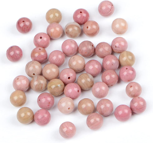 Bymitel 210pcs Natural Crystal Beads Stone Gemstone Round Energy Healing Loose Beads with Stretch Cord for Jewelry Making Bracelets Anklets (Rhodo...