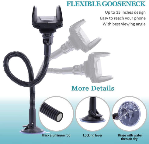 Windshield Car Phone Mount Universal Cell Phone Holder Car Long Arm Holder for iPhone Xs Max R X 8 Plus 7 Plus 6S Samsung Galaxy S9 S8 Edge S7 S6 ...