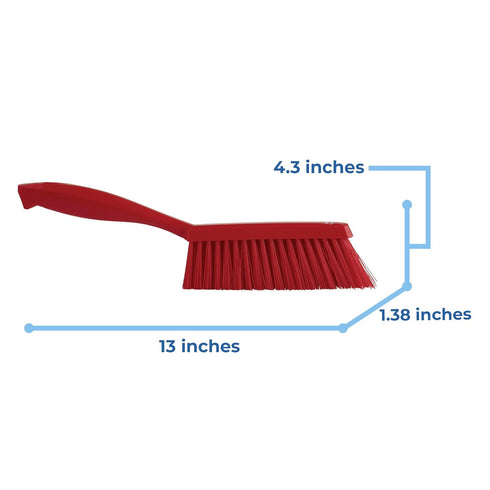 Vikan 45894 Bench Cleaning Brush, Polypropylene/Polyester Medium Bristle Dustpan Brush & Sweeper, 14 Inch, Red...