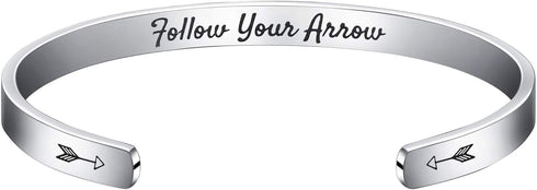 Yiyang Inspirational Bracelets for Women Stainless Steel Mantra Cuff Bangle for Her...