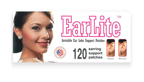 EarLite 120 (60 Ea X 2 packs) Invisible Earring Ear Support Waterproof Patches in ZipLock Pouch - Made in USA...