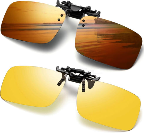 Polarized Clip-on Sunglasses Anti-Glare Driving Glasses for Prescription Glasses...