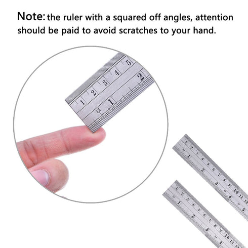 ZZTX Heavy Duty 100% Stainless Steel Ruler Set 12 Inch (30 CM) + 6 Inch (15 CM) Metal Rulers Kit - Perfect Straight Edge for Easy Measurements...
