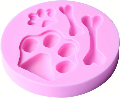 2 Pcs Cat Paw, Dog Paw And Bone Shape Flexible Silicone Molds - Fondant, Candy, Icing, Biscuit Decor, Chocolate, Polymer Clay, Resin, Epoxy...