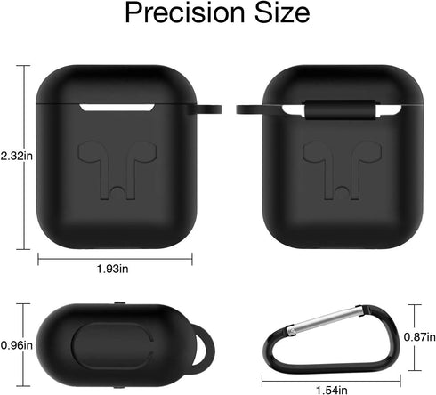 Airpod 2019 Protective Case, Precision Size, 3mm Skin, 360 Protection, Metal Keychain Hook/Clip, for Airpods 1 & Airpods 2...