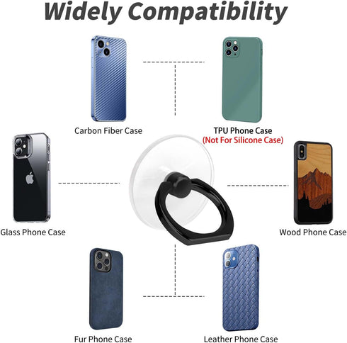 Cell Phone Ring Holder, Transparent 360°Rotation Finger Ring for Phone, Clear Phone Ring Finger Kickstand Compatible with Most of Phones, Tablet a...