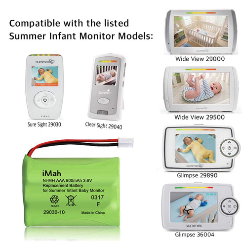 iMah 29030-10 Battery for Summer Infant Baby Monitor Battery Rreplacement | 3.6V 800mAh Ni-MH with Square-hole Connector...