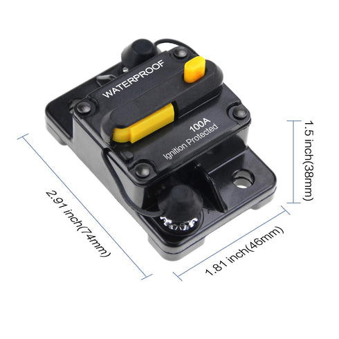 12V-36V DC Manual Reset Button 100 Amps Waterproof Circuit Breaker for Car Rv Marine Automotive Stereo Audio Electronic Motor System...