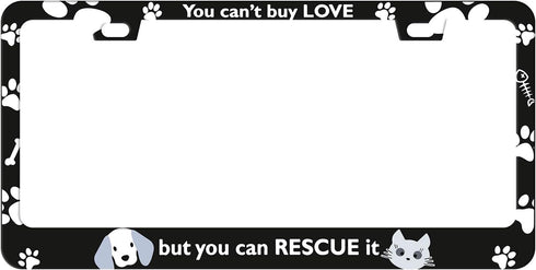 Cute Dog and Cat Paws License Plate Frame 2 Hole Kit Fits All US License...