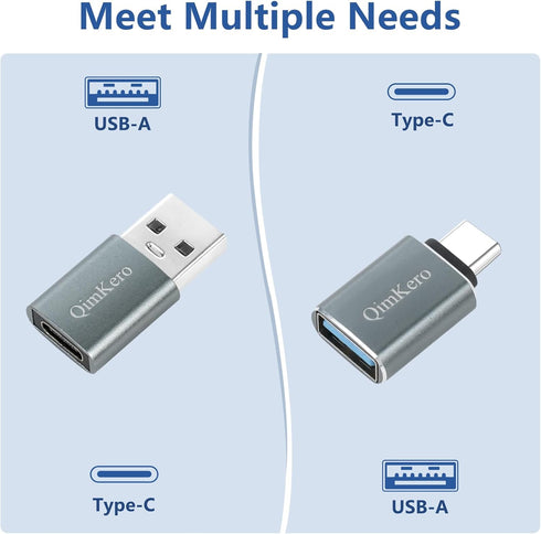 (4-Pack) 2 * Type C Female to A Male Charger Converter & 2 * USB C Male to USB Female OTG Adapter, for iPhone 12, 13, 14, 15, Apple, AirPods, iPad...