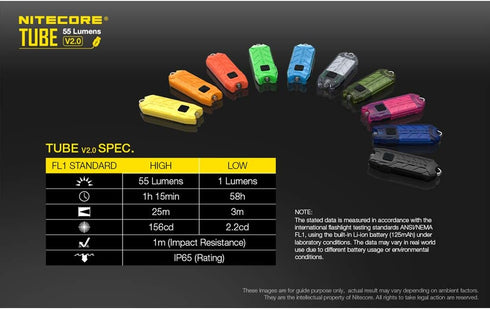 Nitecore Tube V2.0 Keychain Flashlight, 55 Lumen Bright USB Rechargeable Ultra Lightweight Compact (Black)...