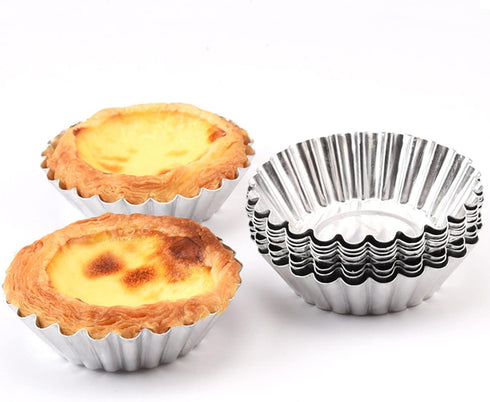 Tosnail 50 Pieces Aluminum Egg Tart Mold Small Tart Pie Tin Mini Cupcake Cake Muffin Cookie Mold Baking Cups...