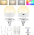 E12 Rechargeable Light Bulbs with Remote Control Timer and 15 Color Temperature,350LM,Removable Base,Magnetically,Battery Operated Light Bulbs,USB...
