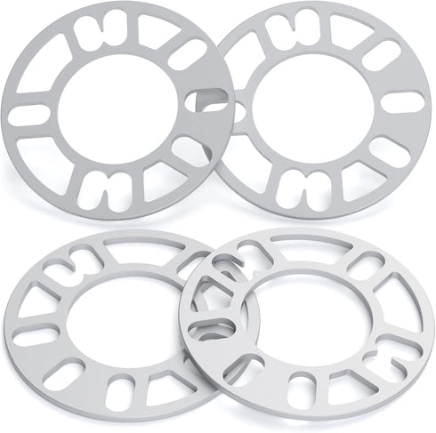 dynofit Universal 5mm Wheel Spacers for 98-120 Multiple Bolts Pattern, Pack of 4 Thin Aluminum Shims Hubcentric Spacer for 4 Lug and 5 Lug Wheels/...