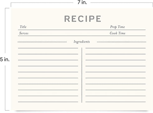 Jot & Mark Recipe Cards 5x7 Inches Blank Double Sided, 50 Count (Modern Minimal)...