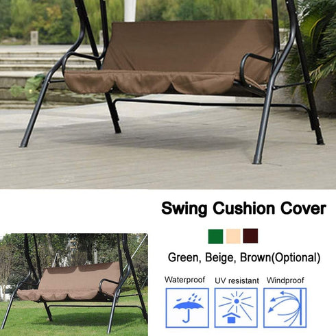 Outdoor Swing Cushion Cover, 3 Seater Replacement Swing Seat Pads Cushion for Patio Garden Yard Swing Chair(Coffee)...