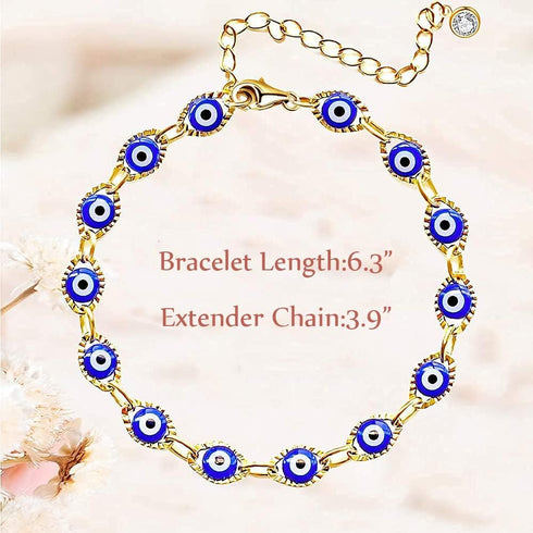 Evil Eye Bracelet for Women Blue Eye Anklet Link Chain Bracelets 14K Gold Adjustable Charm Jewelry Gift for Women...