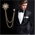 Snowflake Rhinestone Brooches, Hanging Chain Tassel Badge, Gold Silver Snowflake Long-chain Brooches Shirt Collar Lapel Pin for Men Women Suit Acc...