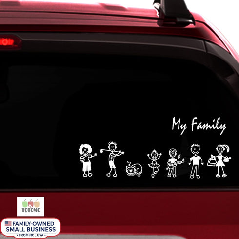 TOTOMO 13 Stick Figure My Family Car Stickers (Style#2) with Pet Dog Cat Family Car Decal Sticker for Windows Bumper...
