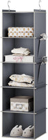 Hanging Closet Organizer, 5-Shelf Closet Hanging Storage Shelves, Grey...