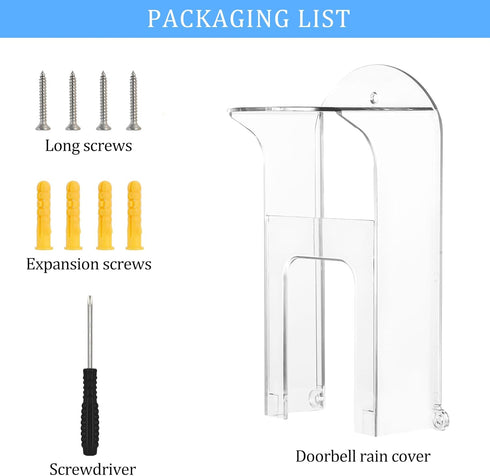 Transparent Doorbell Rain Cover Compatible with Blink/Google/Arlo/Eufy/Wyze/Reolink Video Doorbell, Plastic Doorbell Rain Sun Cover Shield Weather...