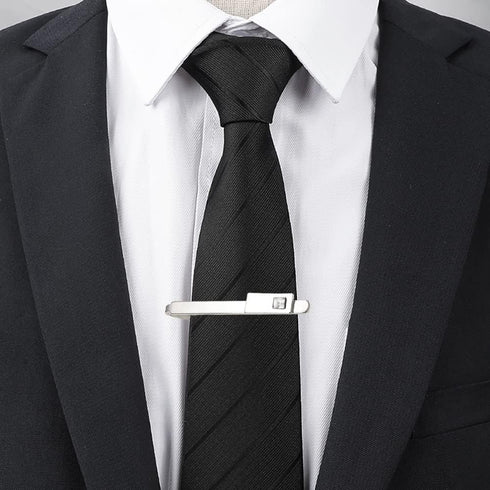 Gleamart Stainless Steel Tie Clip Cufflinks Set with Rhinestones for Men Business Necktie Pinch Clip Personalised Cufflink Set...