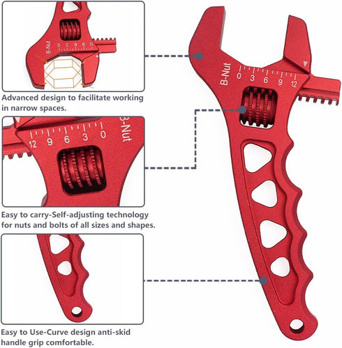 AN Hose Fitting Adjustable Wrench 3AN-16AN Lightweight Aluminum(Red)...