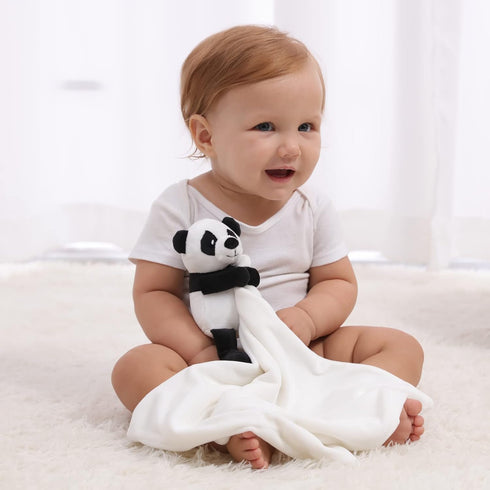 Apricot Lamb Stuffed Animals Security Blanket Panda Infant Nursery Character Blanket Luxury Snuggler Plush (White Panda, 10 Inches)...