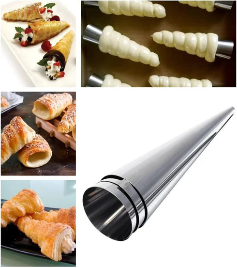 10 Pack Large Cream Horn Forms 5-inch, Non-stick Cream Horns Pastry Mould Croissant Baking Forms for Baking Croissants Bead, Chocolate Croissant, ...
