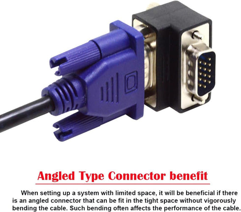 CY Adapter 90 Degree Up Angled VGA SVGA Male to Female Extension Adapter for Monitor Projector...