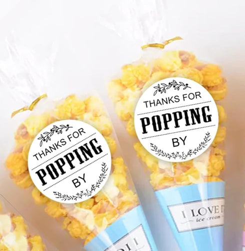 120 Ready to Pop Stickers - Baby Shower Favours, Thanks for Popping by, 1.6 Inch Diameter Round Design...