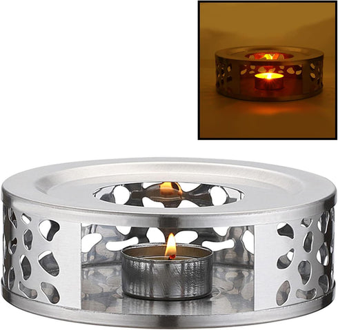Stainless Steel Teapot Warmer, Metal Teapot Heater with Tealight Holder Stainless Steel Candle Base Coffee Tea Warmer for Glass Teapot, Stainless ...