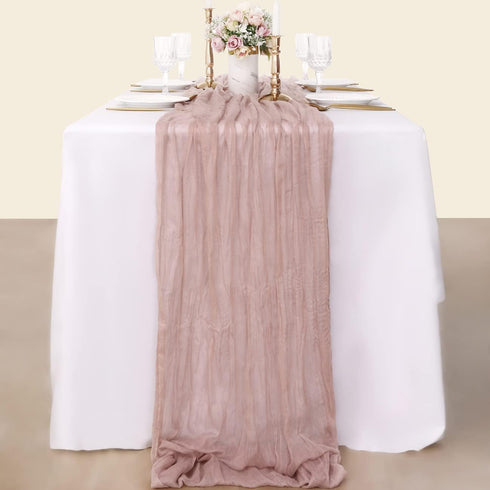Socomi Cheesecloth Table Runner 10ft Gauze Boho Rustic Dusty Pink Cheese Cloth Table Runner for Baby Shower Decoration Wedding Easter Summer Table...