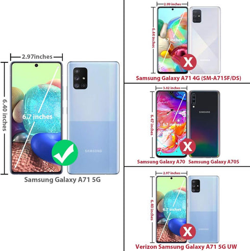 TJS Compatible with Samsung Galaxy A71 5G Case, with Tempered Glass Screen Protector, Metal Ring Magnetic Support Kickstand Heavy Duty Drop Protec...