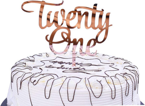 21th Birthday Cake Topper champagne Gold 21th Birthday Party Decoration Supplies Calligraphy Bling Cake Decoration Sign Party Banner...