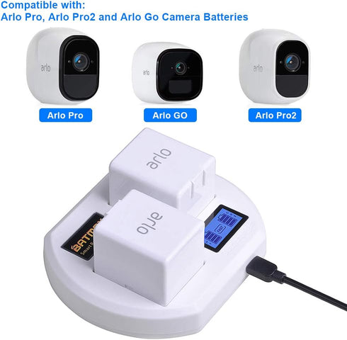 Batmax Rapid LCD USB Dual Battery Charging Station for Arlo Pro,Arlo Pro 2 & Arlo Go Wireless Home Security Camera System Batteries...