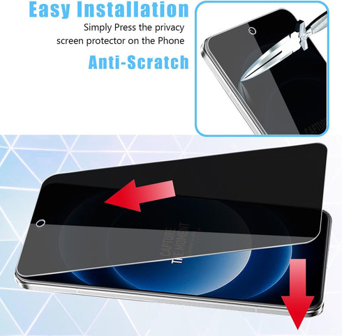 [2+2 Pack for Xiaomi 14 Ultra Privacy Tempered Glass Screen Protector and Camera Lens Protector, Anti-Spy 9H Hardness Case Friendly Film...