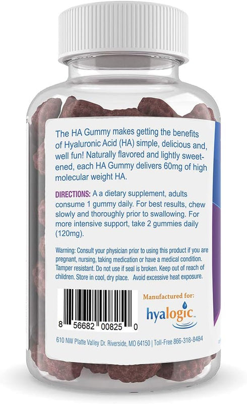 Hyalogic Hyaluronic Acid Gummies Mixed Berry Flavor HA Gummies – Gluten-Free Gummy Vitamins for Adults - HA Supplement for Joints, Skin & Eyes (30...