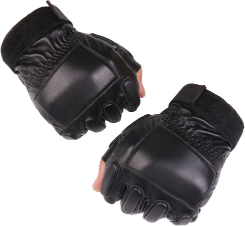 Long Keeper Fingerless Genuine Leather Men Gloves Half Finger Driving Cycling Bike Motorcycle Outdoor Sport Gloves...