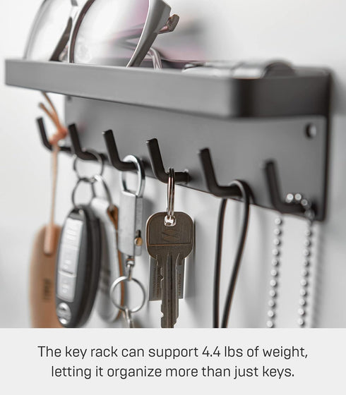 Yamazaki Home Magnetic Key Rack with Tray Steel One Size Black...
